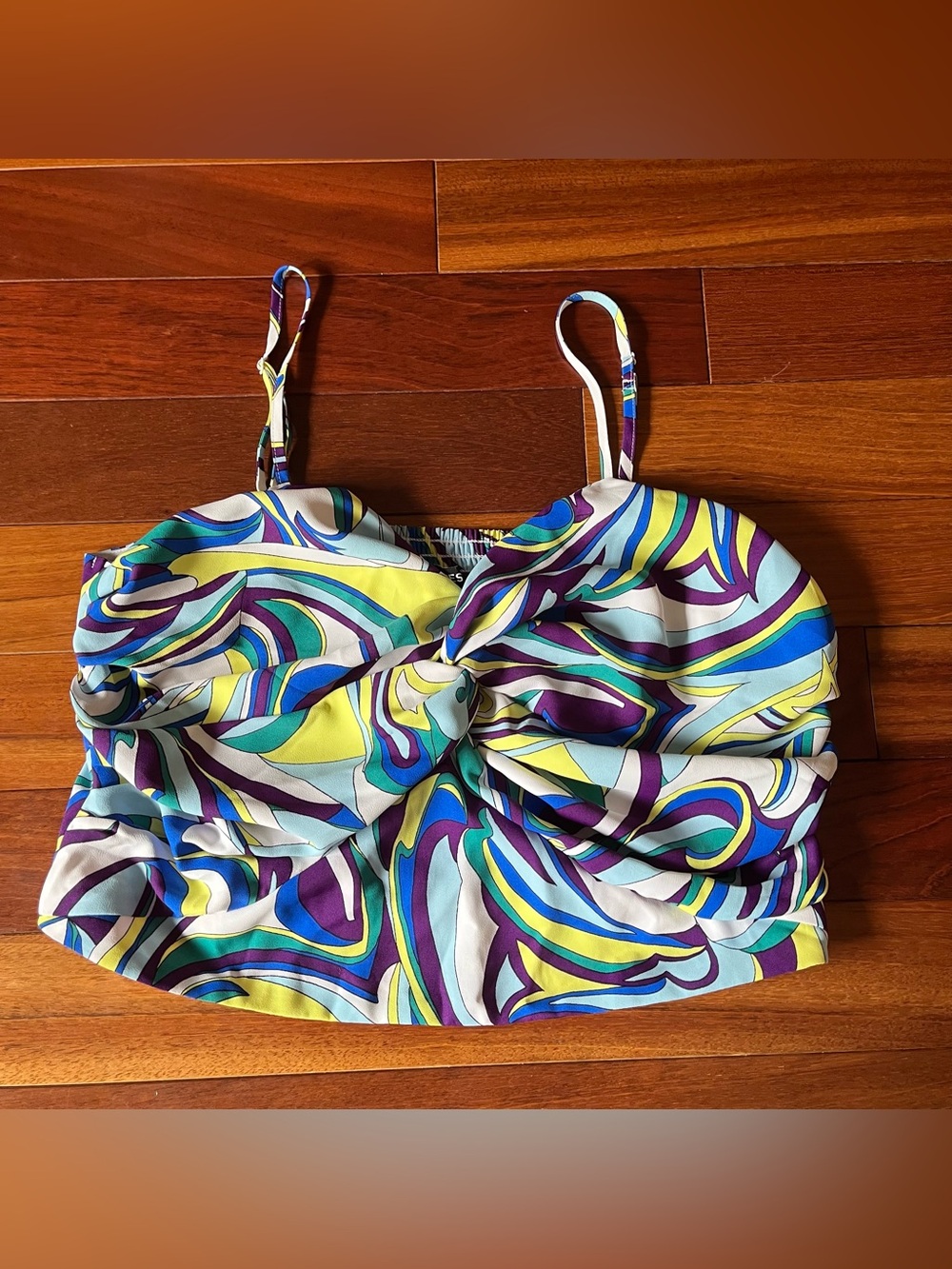 Express Multicolor Twisted Front Crop Camisole